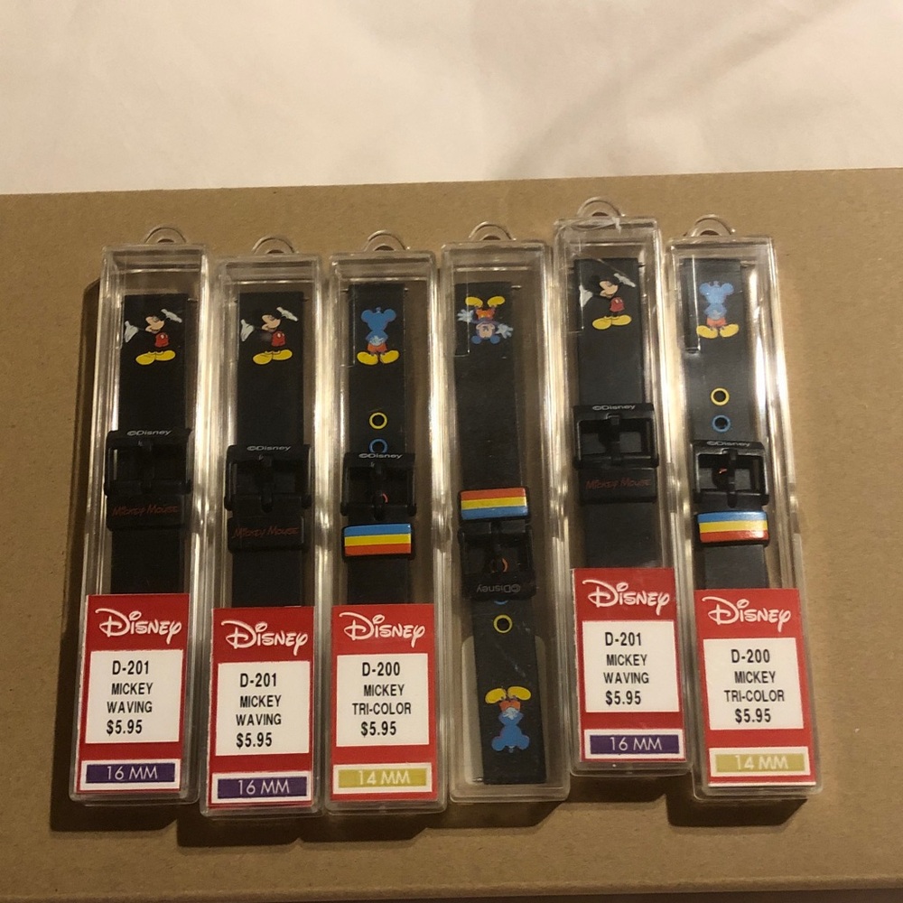 Disney Black Silicone Mickey Mouse Watch Bands with Multicolor Accents